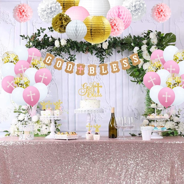 Dop - ballonger - God Bless - Rosa
