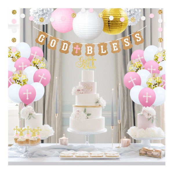 Dop - ballonger - God Bless - Rosa