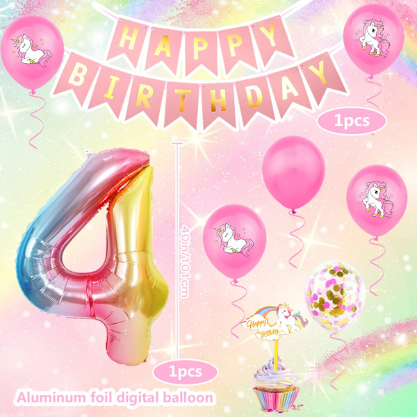 Ballonger 4 år Unicorntema
