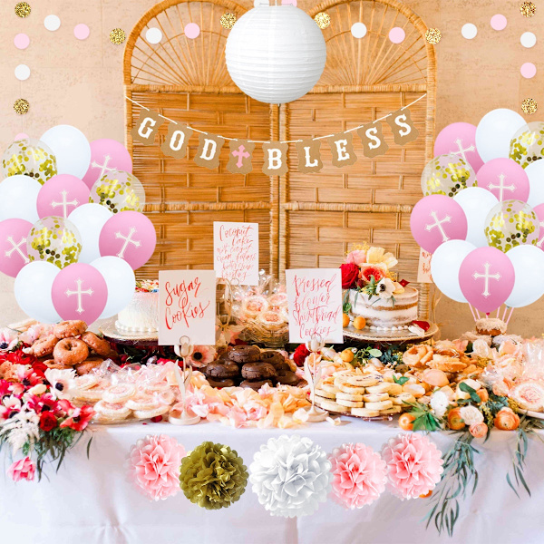 Dop - ballonger - God Bless - Rosa