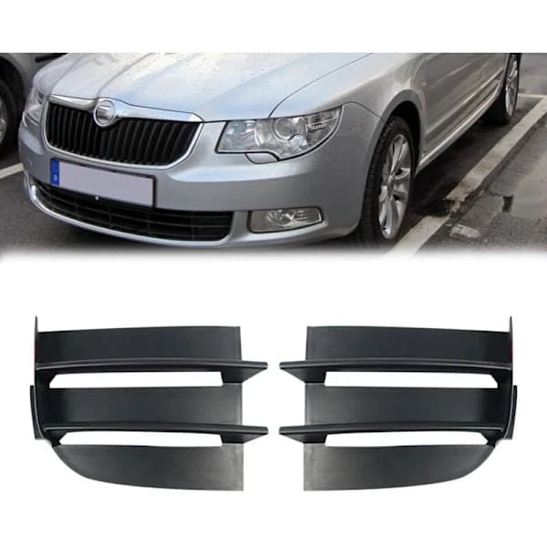 1 par tåkelysramme støtfanger nedre grillpanel for Superb 2008-2013 tåkelysdeksel[co]