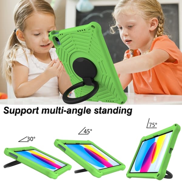 iPad 11 11th Gen / 10.9 10th Gen 2022/2025 Leather Case with Solid Color Stitching - Smart Tablet Cover Grön