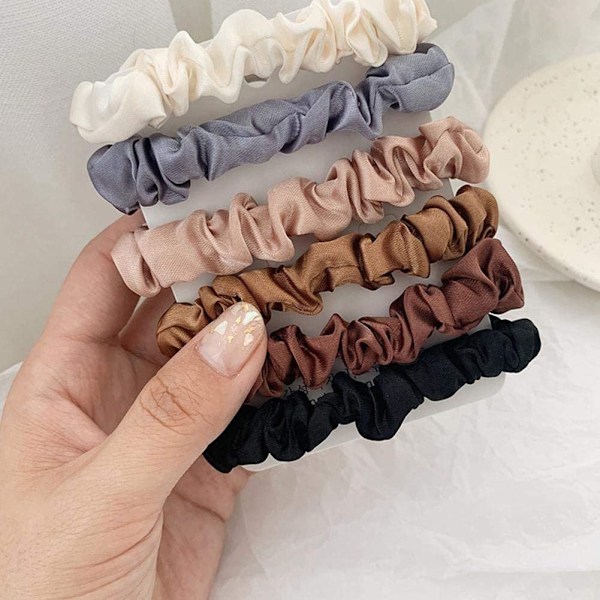 6 kpl Hiustarrat Naisille Ihastuttavat Satiini Hiustarrat Kirkkaat Scrunchies Hiukset Poninhäntä Tarvikkeet Köyden Väri Silkki Imitaatio
