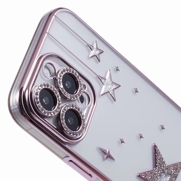 Deksel for iPhone 16 Pro Max 3D Bling Stjerner Elektroplettering TPU Transparent Mobilskall[co]