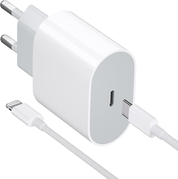 20W USB-C Strømadapter hurtigoplader iPhone + 1M Lightning Kabel