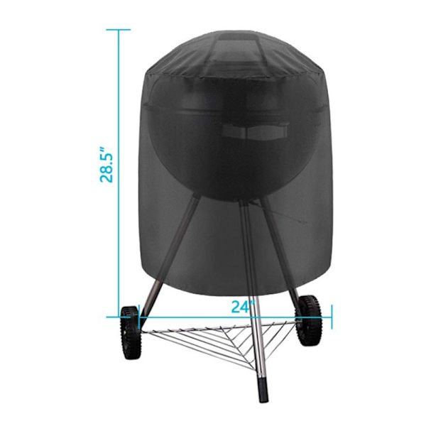 Grillin suojus, kestävä vedenpitävä savustimelle sopiva kupoli kaasugrillin suojus Char-Broilille, 24\" D x 28.5\" H, musta