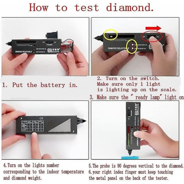 Bærbar elektronisk diamanttesterpenn for diamant, rubin, krystall, agat, jade, edelstener Multi Gemstone Hardness Testing Tool