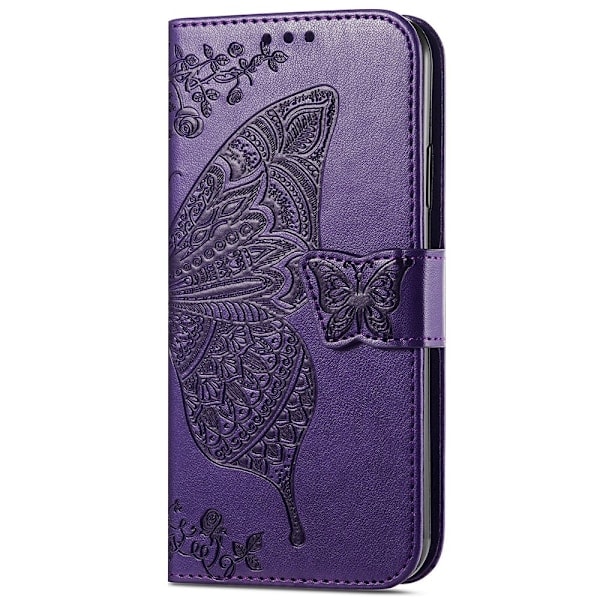 Samsung Galaxy A25 5G Etui Læder Stor Sommerfugl Mørk Lila