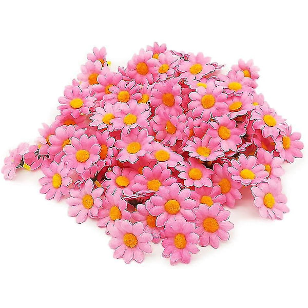 Kunstige tusenfryd blomsterhoder 100 stk falske gerberablader rosa for DIY krans