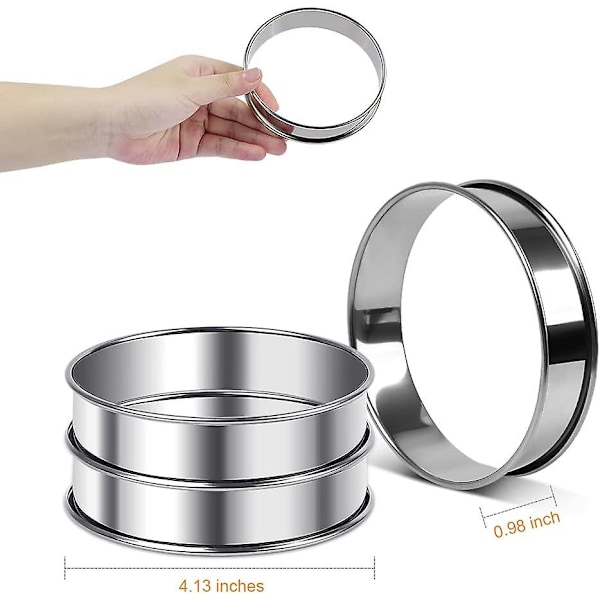 Rustfrie stål crumpet ringer for baking - 6 stk