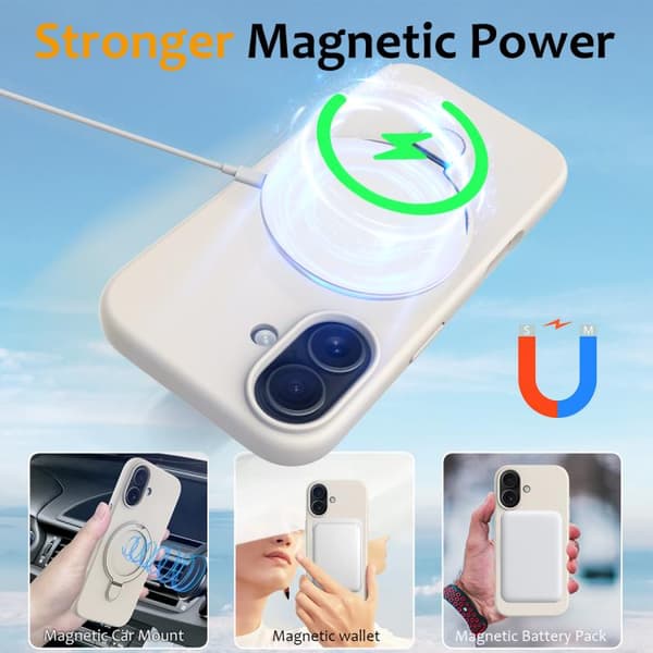 iPhone 17 Deksel - Flytende Silikon med MagSafe Magnetisk Ringholder