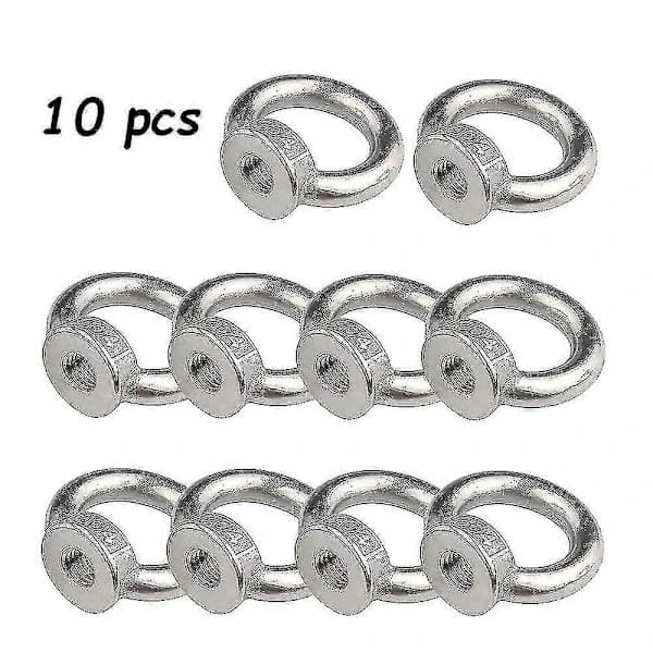 M8 Lyftögla 10 st 304 Rostfritt Stål Silver Lyftögla Öglebult Fästmutter Gängad