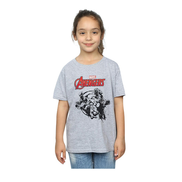 Marvel Girls Avengers Team Burst Puuvilla T-paita 9-11 vuotta Spor Sports Grey 9-11 vuotta