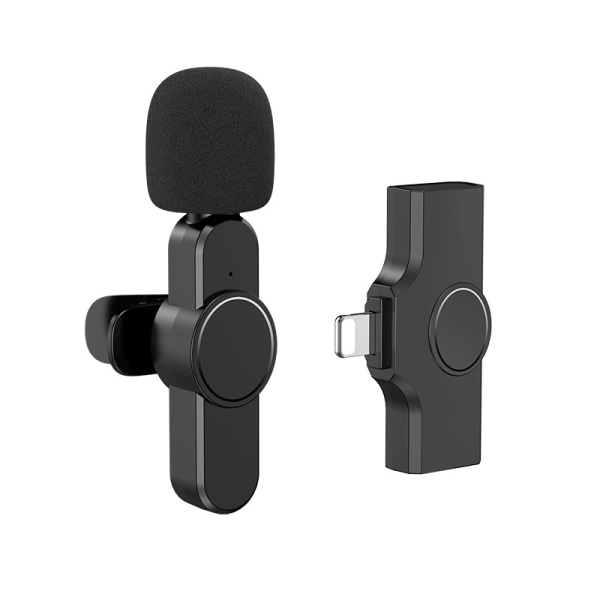 Trådlös Lavalier-mikrofon för iPhone iPad (svart, 2st/ set)