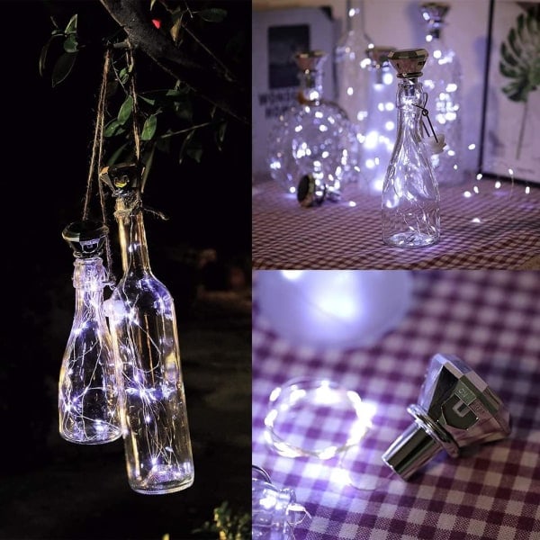 6-pack solcellslampor för vinflaskor, Toifucos 2M 20 LED solcellslampor utomhus vattentäta diamantformade solcellslampor