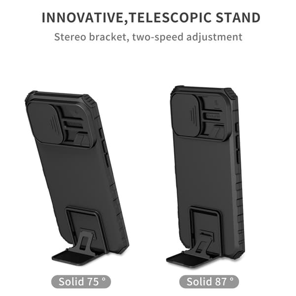 Kickstand Cover iPhone 16 Pro Kamerabeskyttelse Sort