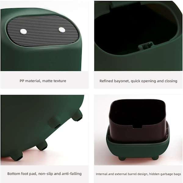 Pieni roskakori, ninja-design kannella, työpöydän roskakori, paperikori kotiin, makuuhuoneeseen, keittiöön, autoon, toimistoon, jäteastia