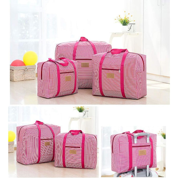 Vattentät tjock stor förvaringsväska 600D Oxford Organizer Resväska för filtar, täcke, kuddar, kläder, flytt, hem (Rosa, Medium) Medium