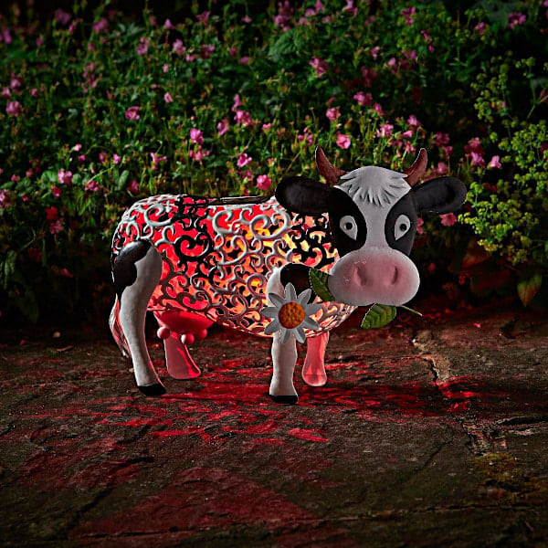 Solcellelampe LED Giraf Kylling Kobberfarvet Metaleffekt Have