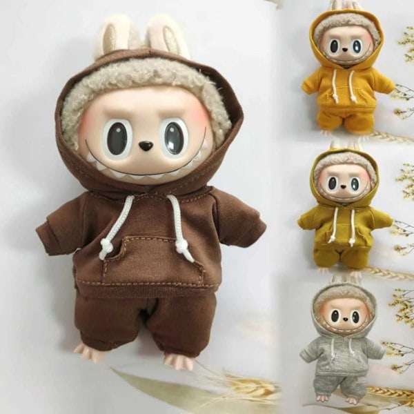 17cm Labubu Dockkläder Monster Outfit Tillbehör Kläder DIY Barnpresent Flickor Hooded Sweatshirt Byxor E25VT250214.Ca