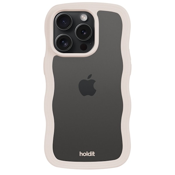 holdit iPhone 14 Pro Max Deksel Wavy Lys Beige Transparent