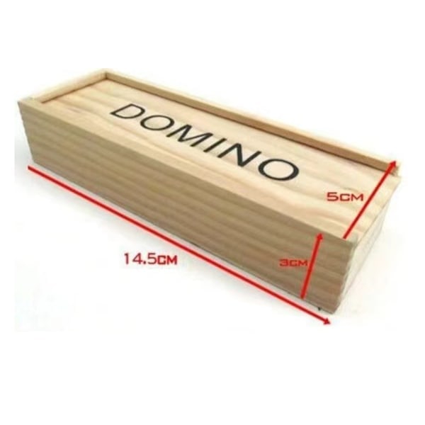 Traditional Domino Game - 28 Pieces, Wooden Box and Sliding Lid for Kids and Adults Black Color Wood Board Game Teaching Aids