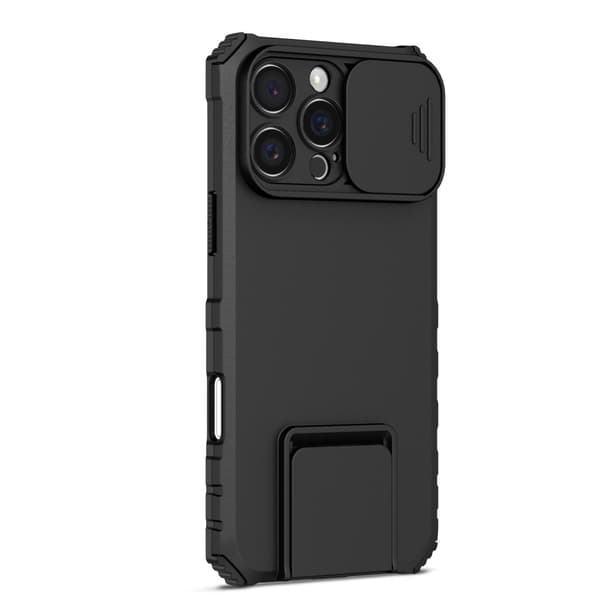 Kickstand-deksel iPhone 16 Pro Kamerabeskyttelse Svart