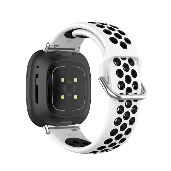 Silikon Treningsarmbånd Armbånd Versa 3/Fitbit Sense - Hvit/Svart Hvit/Svart Hvit/Svart