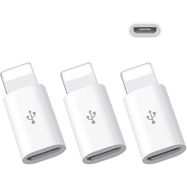 USB adapter för iPhone till adapter, laddning av telefonomvandlare, 3 st
