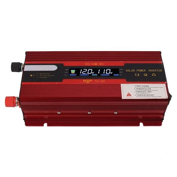 Rød LCD-skærm 4000W 12V 24V til 110V Bilstrømsomformer med Multifunktionel Beskyttelse[co]