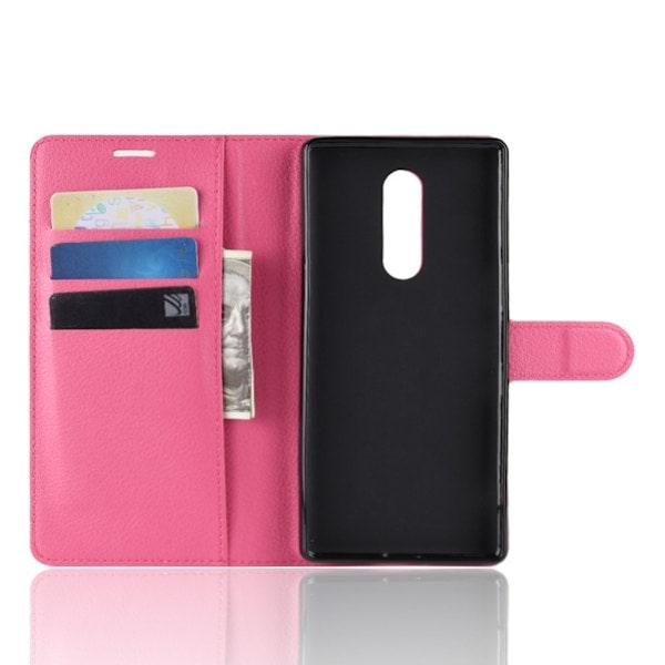 Sony Xperia 1 - Litsi Lompakkokotelo - Vaaleanpunainen Pinkki Ruusu
