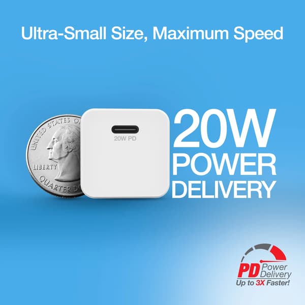 (2 stk) iPhone 11/12/13/14/15/16 kompatibel Mini Hurtigoplader USB-C PD 20W (2st, mini)