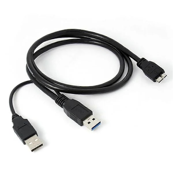 En Micro USB B 3.0 Y-kabel harddiskkabel svart[CO]