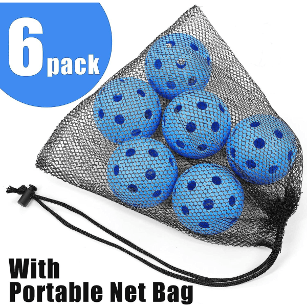 Pickleballs 6-pack Pickleballbollar Uppfyller USAPA-kraven | Välj Inomhus eller Utomhus | Tvåfärgad Ljusgrön Blå Rosa Tangerine Gul