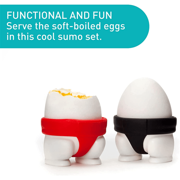 Sumo äggkopp, äggkopp för barn, set om 2, roliga påskkoppar, ø 5,5 cm, plast och silikon