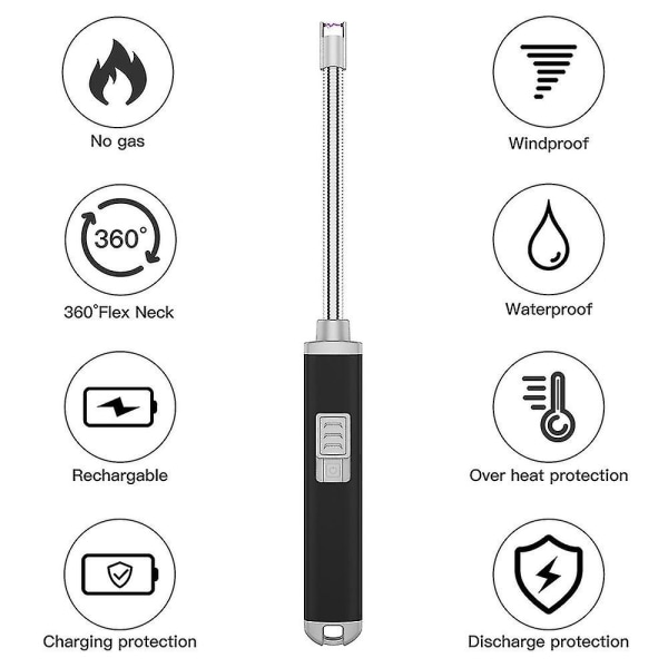 Tändare USB Elektrisk Uppladdningsbar Elektronisk Bågtändare