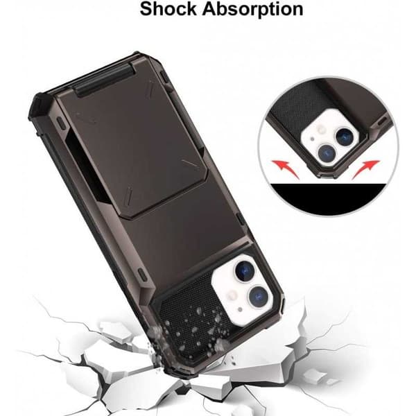 iPhone 12 Iskunkestävä Kuori Korttipaikalla Void Svart black