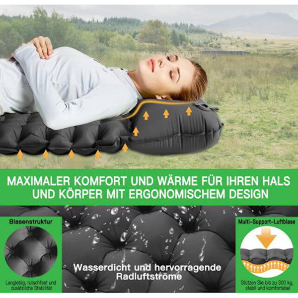 Breathable and Comfortable Inflatable Sleeping Pad, Rapid Deflation Feature and Ultralight Compact Portable Sleeping Mat for Hiking and Traveling