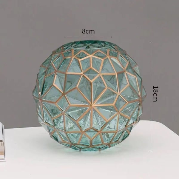 Outline i Guld Glasvas, Söt Grön Blomvas, Handblåst Sfärvas för Bokhylla, Matbord, Matsal, Möte