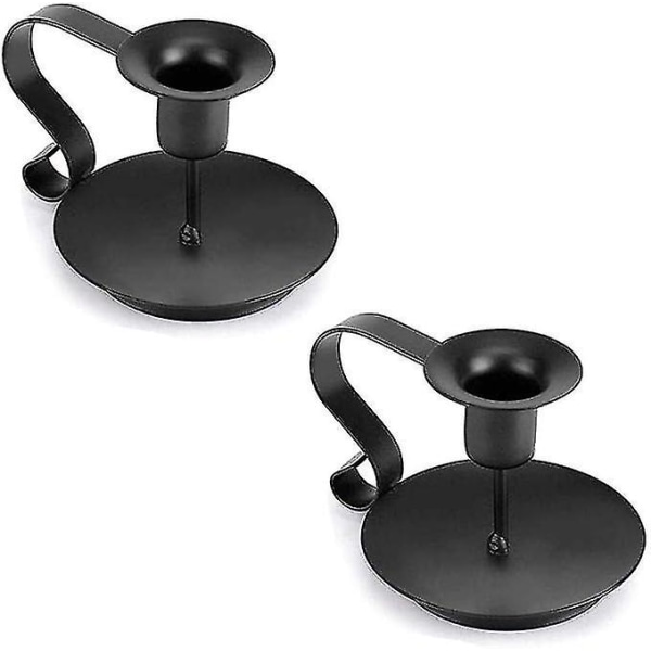 Retro Black Iron Candle Holders, Candlestick Holders With Handrail For Party, Wedding, Dinning, Valentine's Day & Bar Decorative 2pcsblack