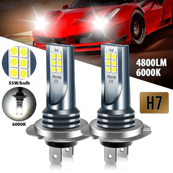 4x H7 LED-strålkastarsats, helljus och halvljus, 6000k, 220w, 60000lm, superstarkt vitt