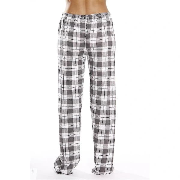Dameslippers med lommer, bløde flannelternede pyjamasbukser til kvinder grå L