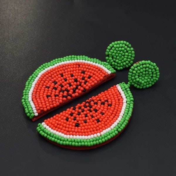 Søde frugt Vandmelon perler Dingle Stud øreringe til kvinder Teenagere Sjov frugt Bohemian Statement Harpiks dråbe øreringe Modesmykker