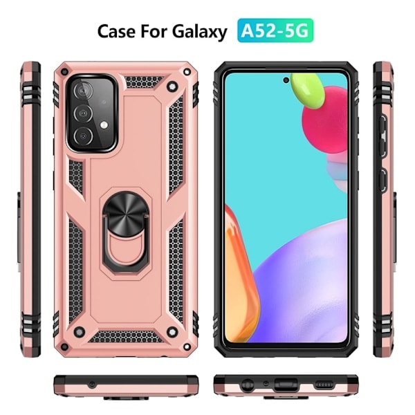 Samsung Galaxy A52 / A52s - Hybrid Armor Ring Cover - Rosaguld Rosaguld Rosaguld