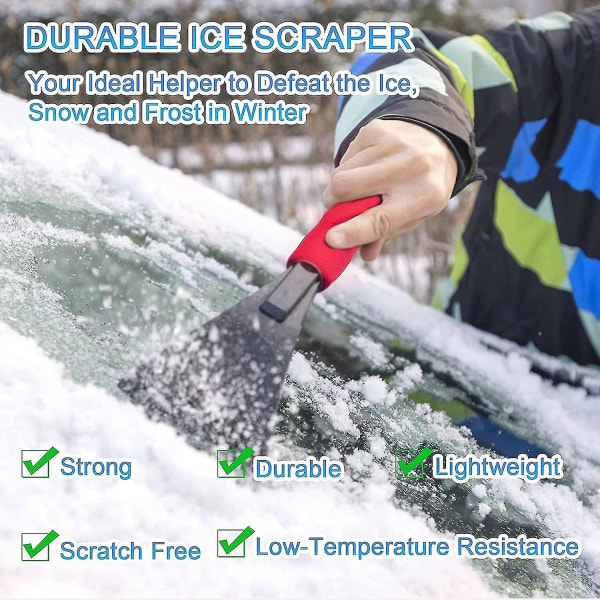 Isskraper for bilvindu - ripefri vindusskrape for snø, frost og isfjerning - skrape med skumgrep - isskrape for bilvinduer om vinteren (2