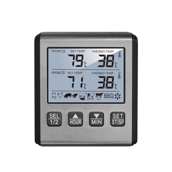 Digital kötttermometer Grill BBQ termometer med dubbla mattemperatursonder
