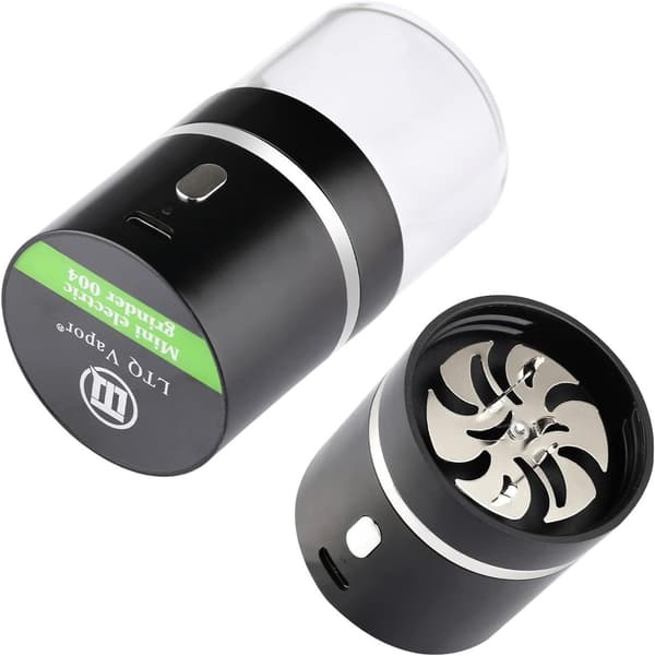 Mini Elektrisk Urtekværn, USB-C Genopladelig, 400mAh, Dobbelte Rustfri Stålblade, 50ml Glasbeholder Til Hjem Og Rejser, Sort