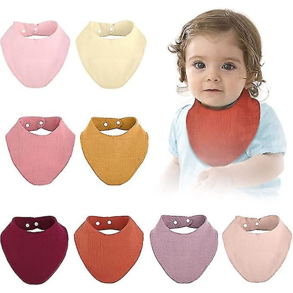 Trekantede Halstørklæder, Pakke Med 8 Savlesmække, Blødt Bandana Til Baby, Justerbare Muslin Bandanas