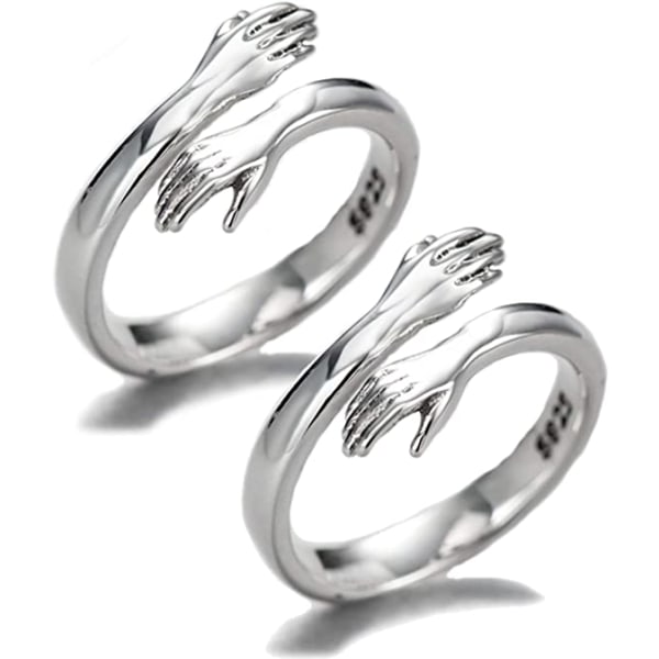 Silver Kramringar för kvinnor, Kramar Hands Open Ring, 2 st