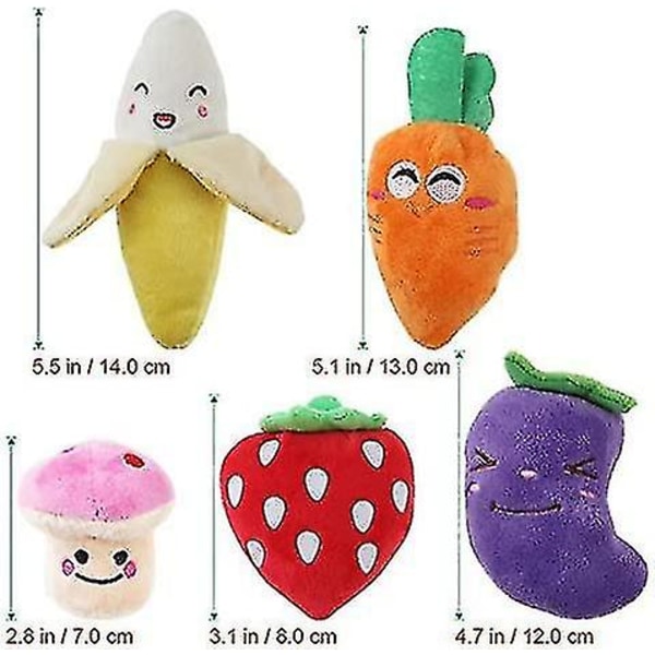 Squeaky Dog Toys For Small Dogs Fruits And Vegetables Plush Puppy Dog Toys (en pakke med 5)